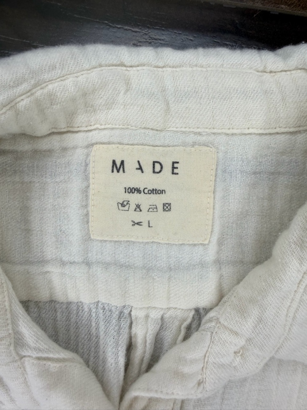 MADE 100% Cotton Embroidered Fringe Hem Shirt - Size Large - Picture 2 of 15